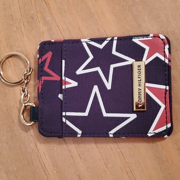 Tommy Hilfiger Wristlet Clutch & Passpot ID Card Holder Navy Red White Stars - Picture 8 of 13